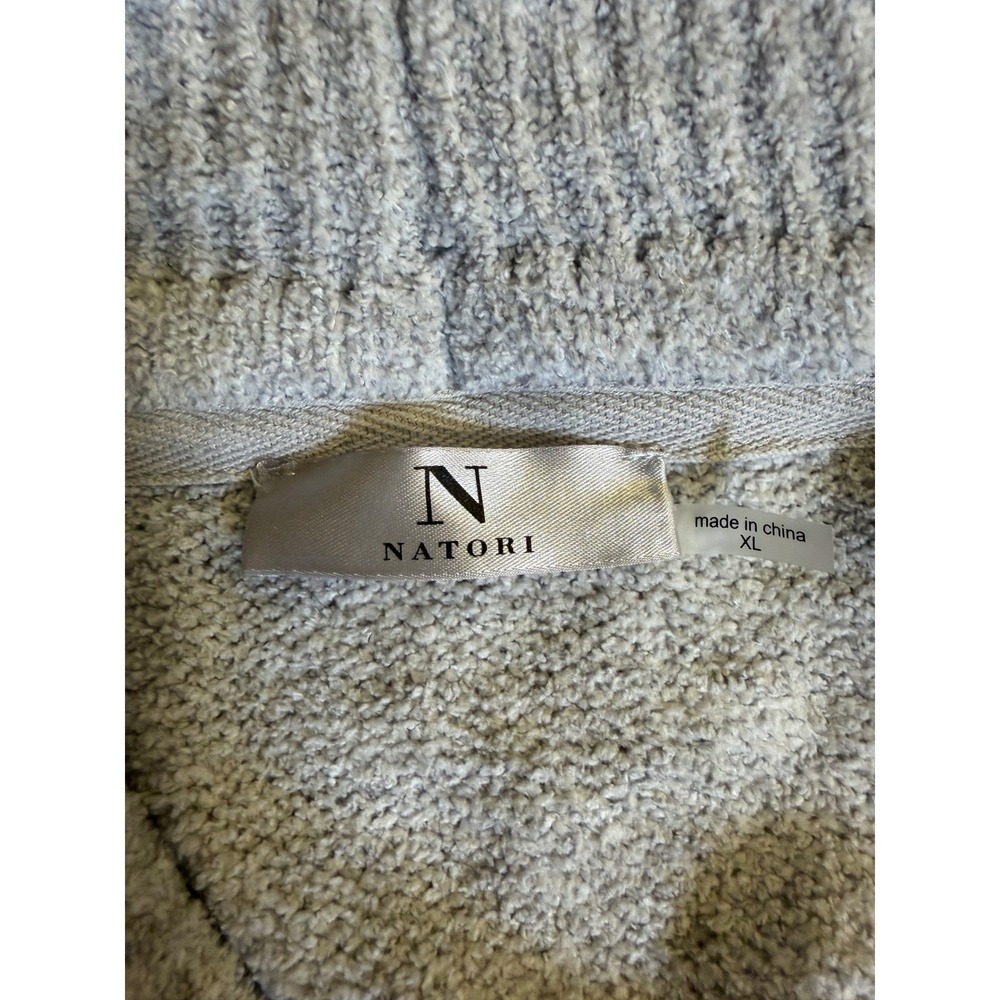 Natori Chenille Cardigan Light Gray Open Front XL Lounge Cozy Chic - Picture 2 of 4